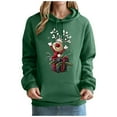 thumbnail image 5 of Feancey Christmas Hooded Sweatshirts for Women Funny Reindeer Graphic Hoodies Drawstring Long Sleeve Fleece Lined Pullover Sweatshirt with Kangaroo Pocket Army Green S, 5 of 6