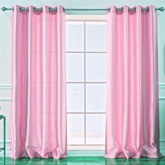 1 PANEL MIRA  SOLID LIGHT PINK  SEMI SHEER WINDOW FAUX SILK ANTIQUE BRONZE GROMMETS CURTAIN DRAPES 55 WIDE X 63" LENGTH