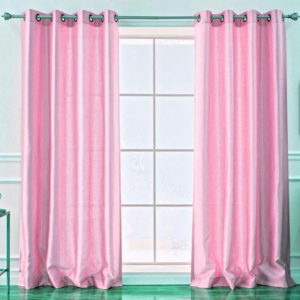 1 Panel Mira Solid Light Pink Semi, Pink Sheer Grommet Curtains