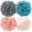 Gray+Aqua+Pink+White, variant on Okaka Loofah Bath Sponge Exfoliating Body Sponge Shower Puffs Soft Assorted Color Big 4 Pack