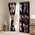thumbnail image 3 of Feelyou Black Pink Bowknot Curtains Pack of 2 (42x84 Each), Vintage Fashion Bow Curtains Blackout, Fairy Tale Princess Bedroom Curtains, Curtains and Drapes Decor, 3 of 6