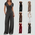 thumbnail image 2 of Spring and Autumn Wide-Leg Pants Set for Women, Short-Sleeved Sportswear Two-Piece Set for Various Occasions, Casual Commuting, 2 of 10