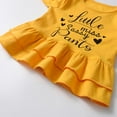 thumbnail image 4 of Toddler Baby Girl Clothes Letter Long Sleeve Ruffle Tops Floral Bell-Bottoms Pants Outfits Set Yellow 12-18 Months, 4 of 6