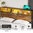 King Size Bed Frame with Storage Headboard and LED Lights Headboard