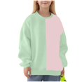 thumbnail image 2 of YUNAFFT Kids Fleece Sweatshirt 2-14Y Color Block Print Crewneck Pullover Warm Casual Outerwear, 2 of 6