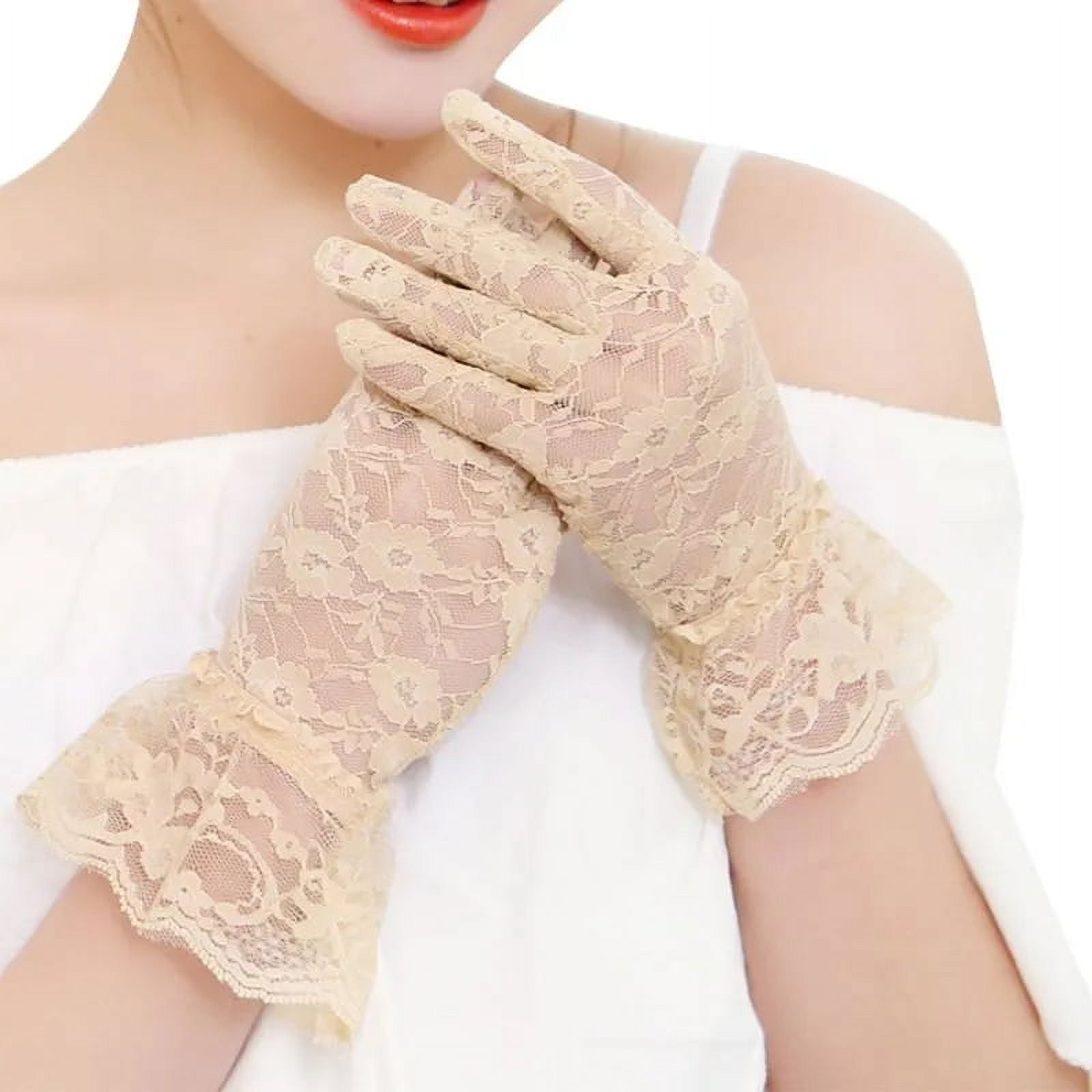 3 Pairs Lace Gloves Women Breathable Sunscreen Full Fingers