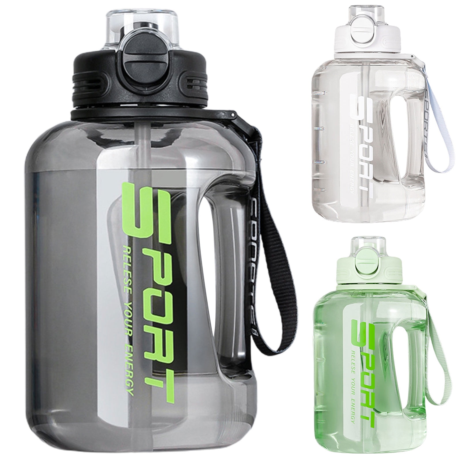 Water Bottle With Times Scale And Straw, + Suitable For Family Members  Fitness Sports Water Bottle With Handle For Office, Gym, Outdoor Sport -  Temu