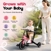 WLRETMCI Toddler Balance Bike for Boys and Girls Age 2 to 5 Years, 12 Inch Kids Training Balance Bicycle with Adjustable Seat and Handlebar, Pink