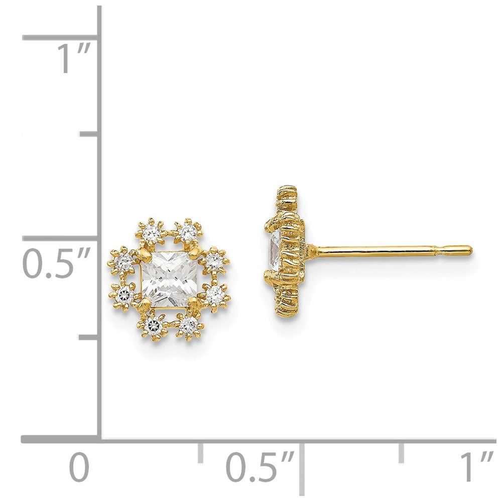 Details about   14K Yellow Gold Madi K Children's 8 MM CZ Flower Post Stud Earrings MSRP $146 