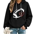 thumbnail image 2 of Game Day Sweatshirt Women with Drawstring Heart Graphic Shirts Fall Fashion Must Haves Soft Tunic Tops Cute Hoodies Workout Tops Pullover Hoodies Rugby Shirt Cozy Outfits Comfort Hoodie Black, 2 of 8