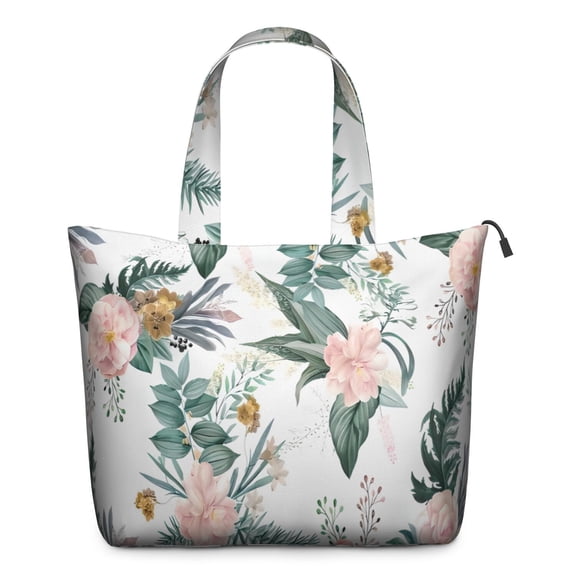 Pioneer Flower Floral Print Pattern Travel Tote Bags for Women Carry On,Large Weekender Bags for Women Travel,Multi Functional Duffle Bag for Work,Shopping,Sports