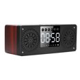 thumbnail image 2 of Mini reloj despertador inalámbrico Bluetooth, tarjeta enchufable portátil para exteriores, altavoz de música bajo (grano de madera roja), 2 of 5