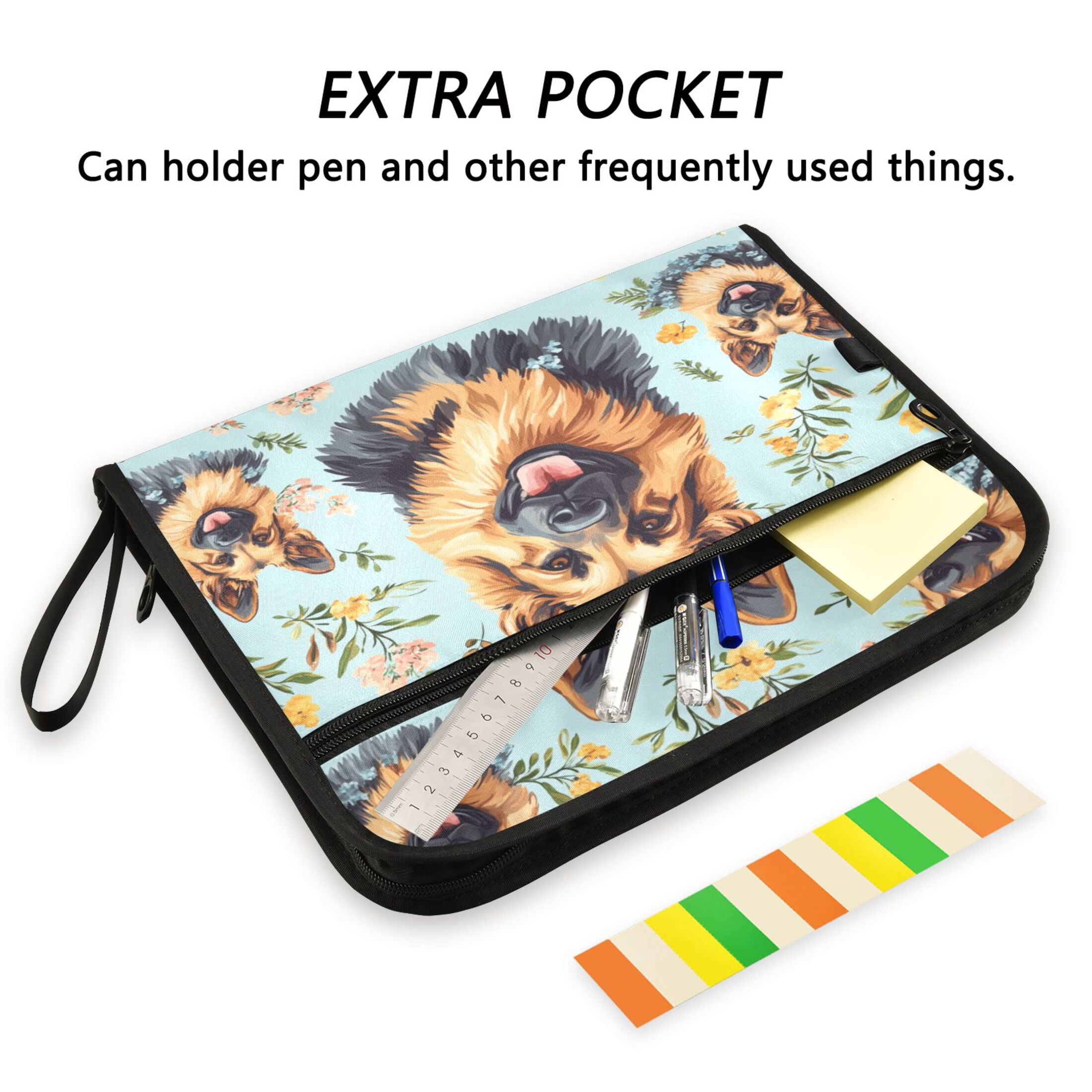 WOBOGO Shepherd Dog Expanding File Folder Letter Size Accordion Filing Organizer 13 Pocket Separate Organ Pocket