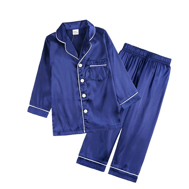2Pcs Red Satin Pyjamas Kids Sets Boys Girls Solid Silk Children's Pajamas Clothes Toddler Lounge Pjs 2-12T Christmas Clothing