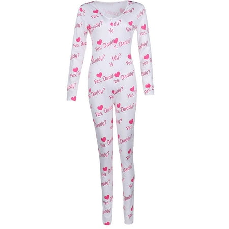 

Hirigin Womens One Piece Sleepwear Cartoons Print Pajamas Jumpsuit Rompers