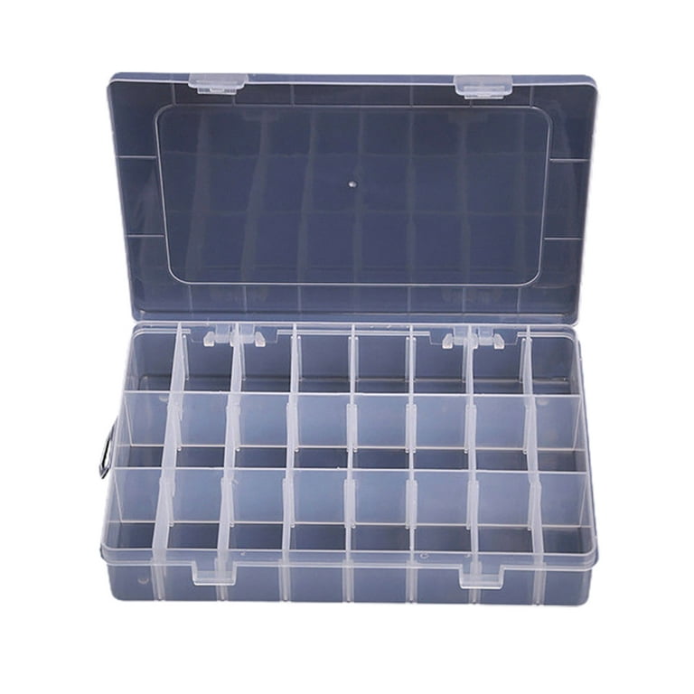 Walbest Transparent Plastic Grid Box Organizer, Adjustable Dividers Travel Small Size Case for Display Collection, Organizing Small Parts,Cotton,Swab