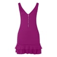 thumbnail image 4 of Sakmal Ruffle Casual Dresses for Women Sleeveless Backless Solid Bodycon Dresses Zipper V Neck Knee Length Midi Dresses Hot Pink,L, 4 of 7