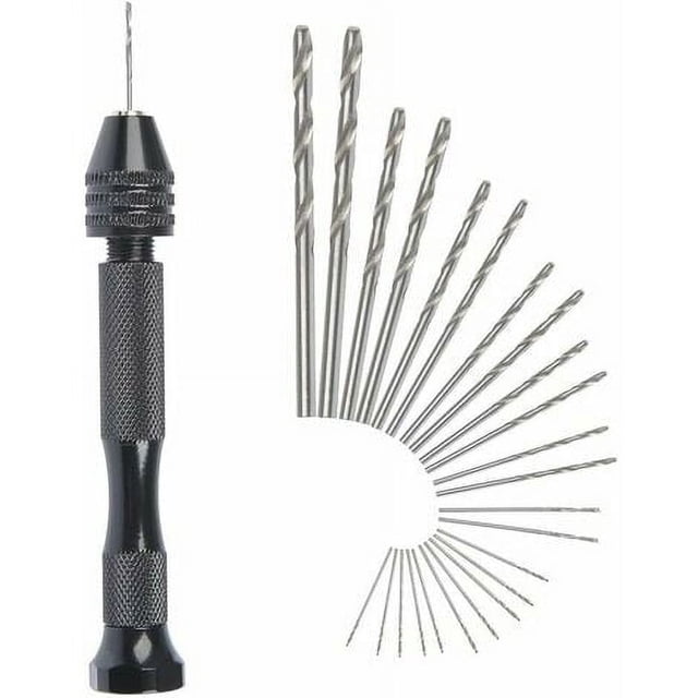Mini taladro manual, brocas helicoidales + 25 brocas helicoidales inalámbricas micro, tornillo de banco de aluminio, herramientas rotativas, brocas helicoidales ajustables, pirograbado, plástico para