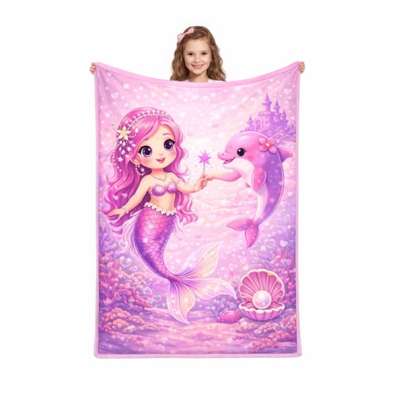 Premium Custom Flannel Blanket Personalized Soft Cozy Throw Blanket All Season Washable For Sofa Couch Bed Gift Home Décor - Mermaid 03 40x50