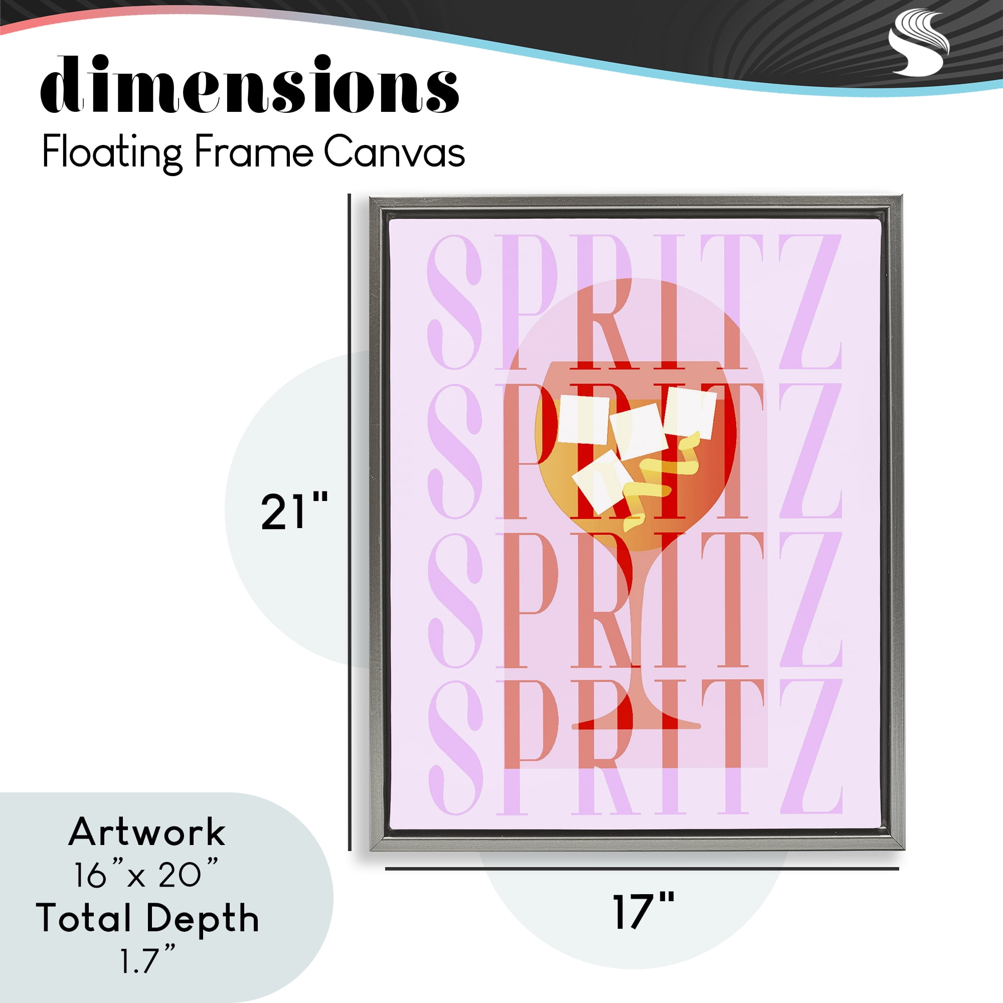 Retro Pastel Spritz Gray Framed Floater Canvas Wall Art, design by Lil' Rue
