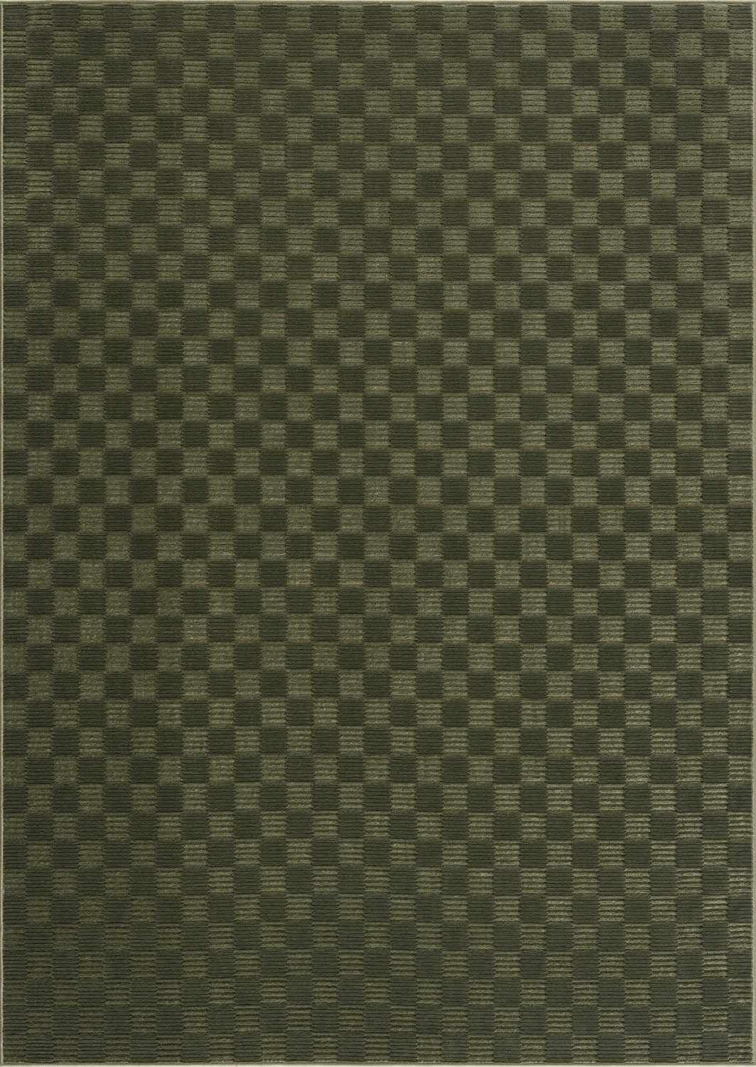 Hauteloom Truls Machine Washable Contemporary Area Rug - Modern Geometric Checkered Carpet for Living Room, Bedroom - Green - 5'3" x 7'