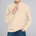 thumbnail image 2 of CXYYY Polo Shirts for Kids Boys Long Sleeve T-Shirts Solid Color Collared Neck Tees Teens School Uniform Tops Beige 13-14 Years, 2 of 4