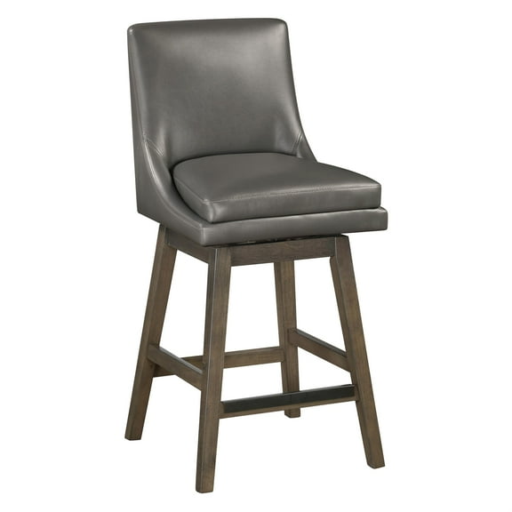 Allingham 27" Swivel Counter Stool with Grey Legs in Pewter Faux Leather