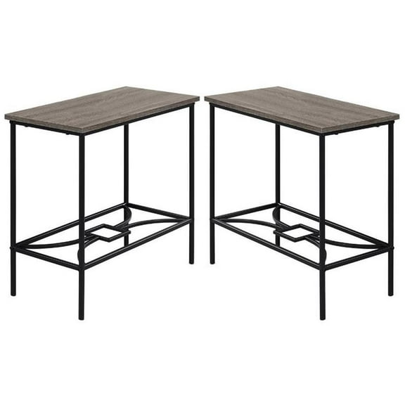 Home Square 12" Accent End Table in Dark Taupe and Black - Set of 2
