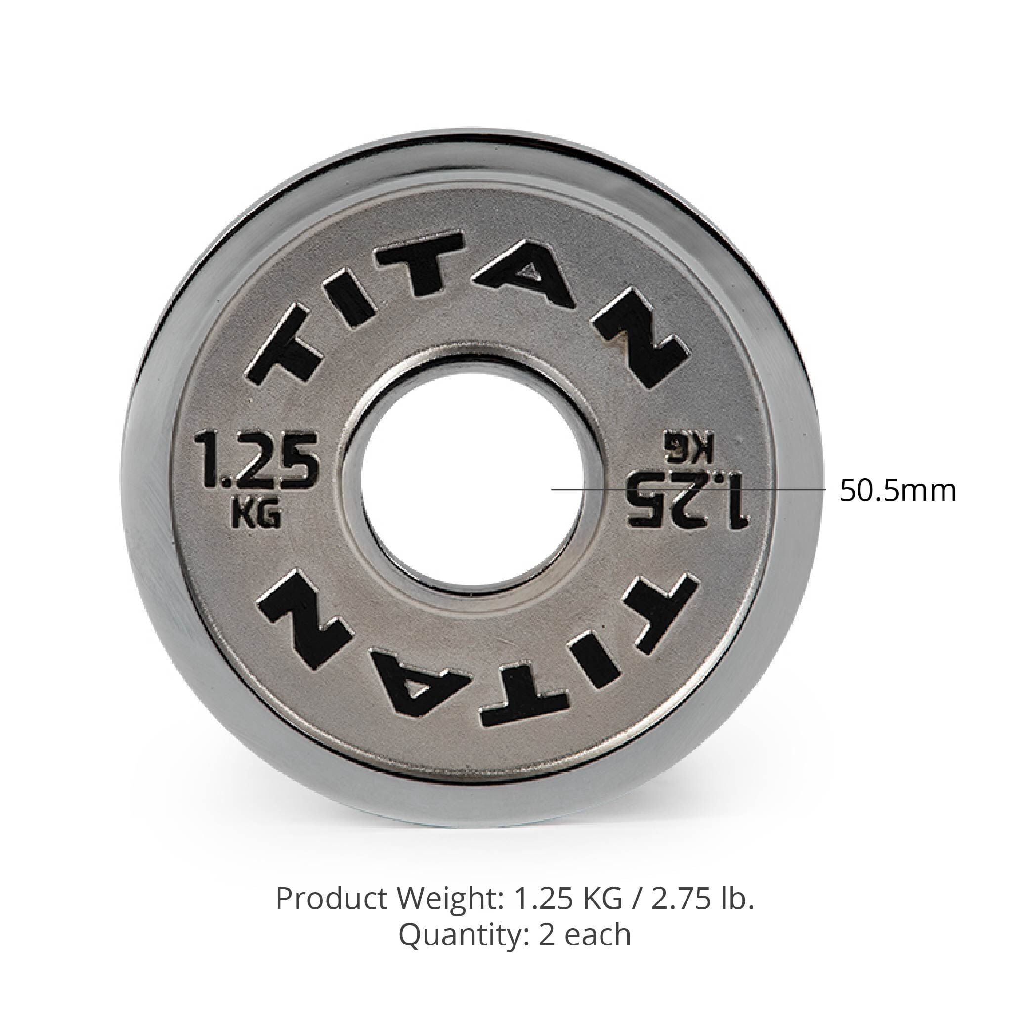 Titan Fitness 1.25 KG Olympic Calibrated Steel Powerlifting Plates, Machine Precision Steel Discs, Sold in Pair