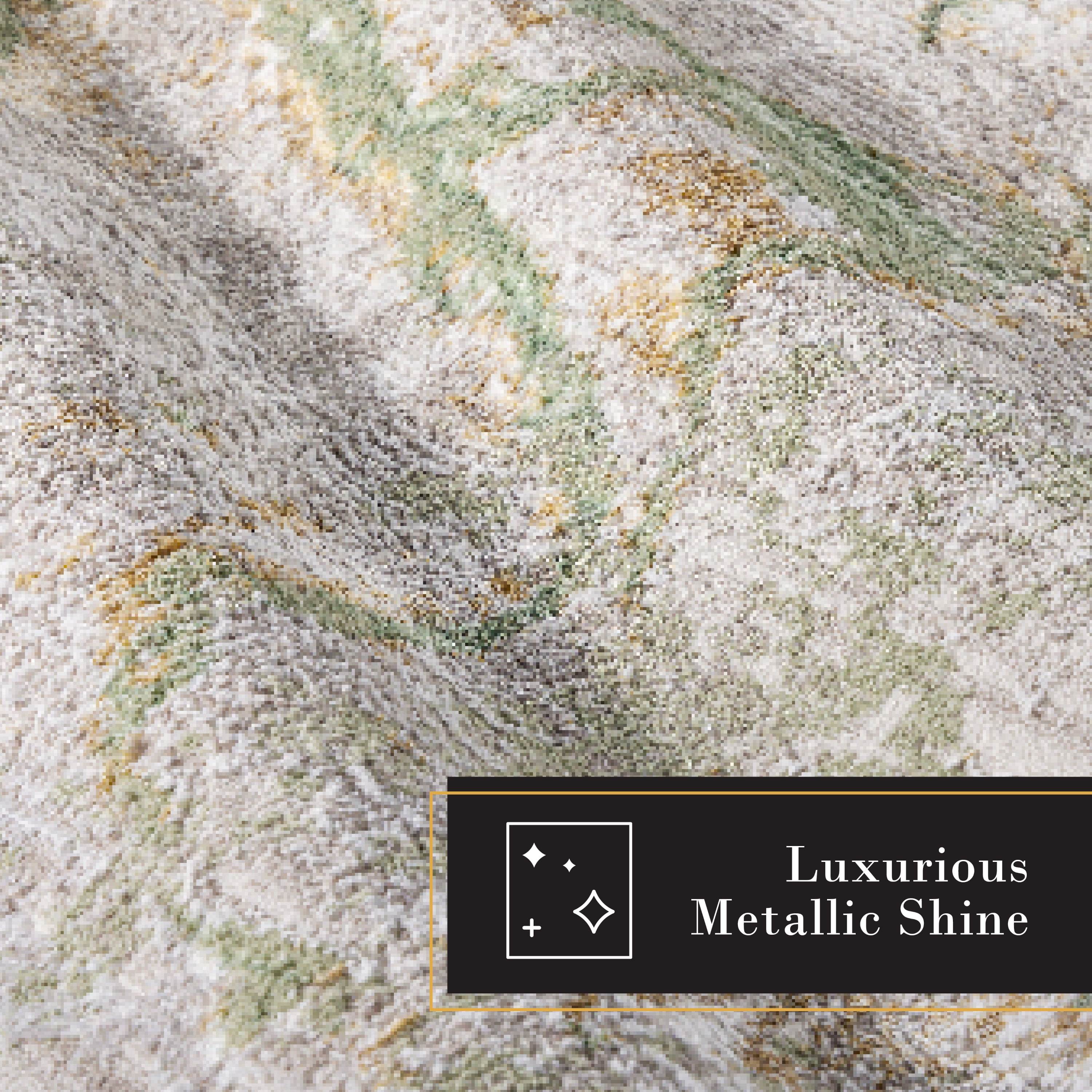 TOWN & COUNTRY LUXE Opaline Bold Marble Runner Area Rug with Glam Metallic Ribbed Texture Pile, Sage Green, 1'9"x7'2"