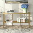 thumbnail image 7 of Evelyn&Zoe Glass 2Tier Console Table, Brass/Clear, 7 of 7