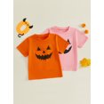 thumbnail image 3 of Miaouyo Boys Girls Halloween T Shirt Pumpkin Face Print Crew Neck Short Sleeve Tops, 3 of 9