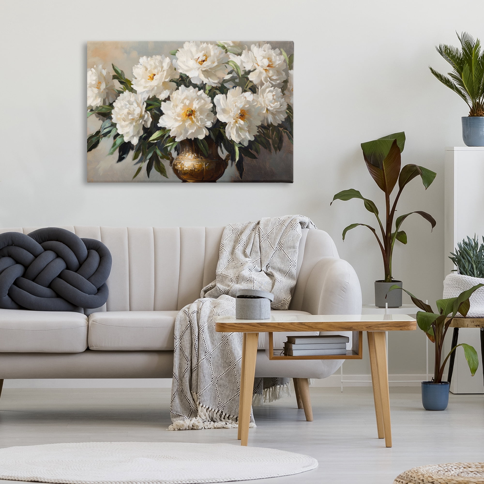 Stupell Industries Golden Vase with Peonies Canvas Wall Art, design by Petal Prints Design