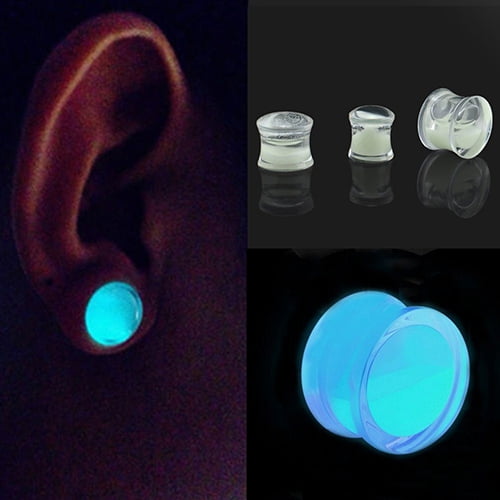 jiaroswwei Unisex Glow in the Dark Double Flared Saddle Ear Gauge Plug Body Piercing