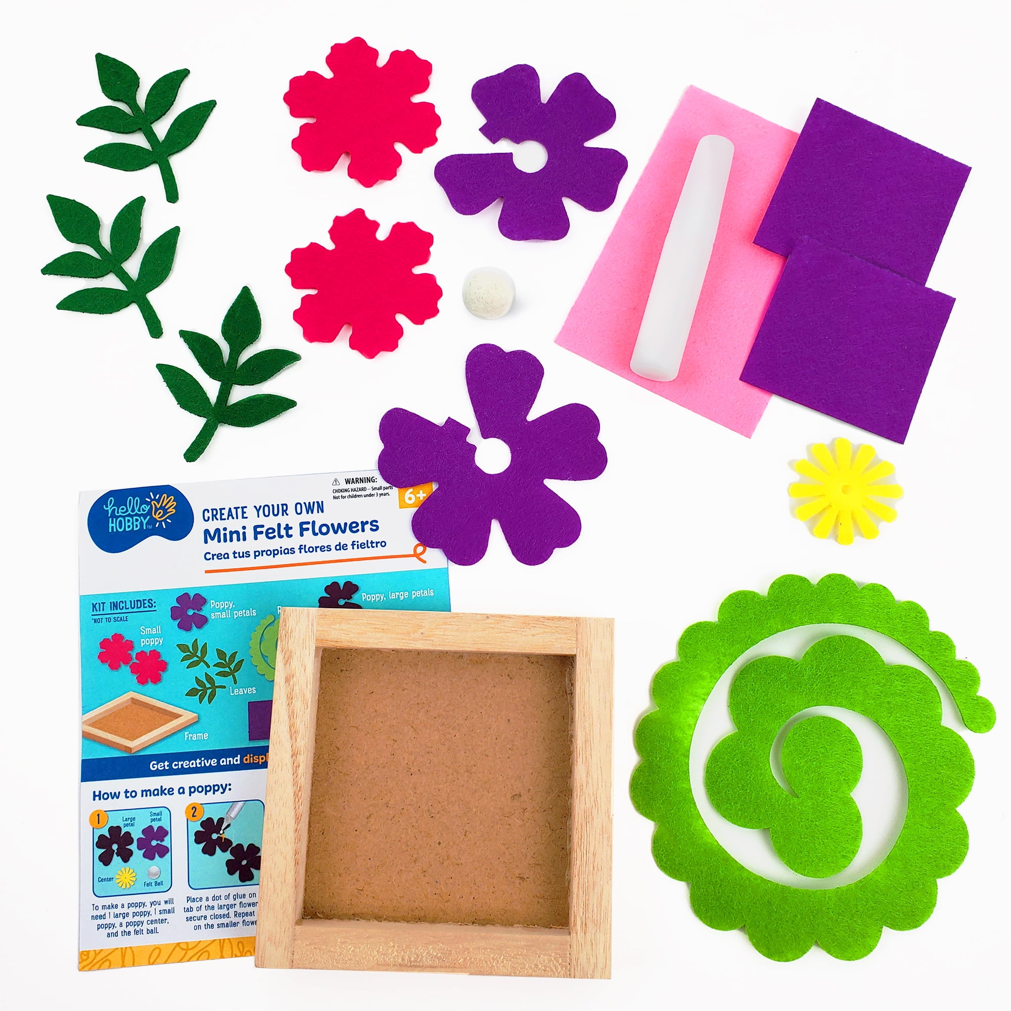 (2 pack) Hello Hobby Create Your Own Mini Felt Flowers, Child Craft Kit