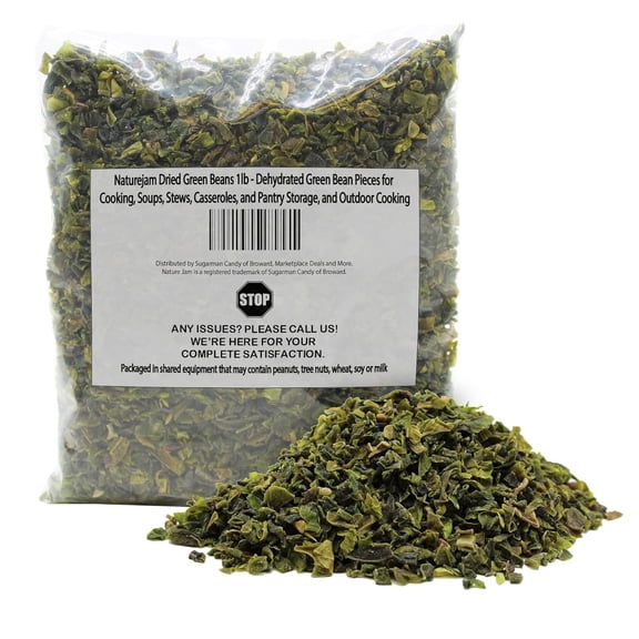 Naturejam Dried Green Beans 1 Lb – Dehydrated Green Bean Pieces for Cooking, Soups, Stews, Casseroles, and Pantry Storage, and Outdoor Cooking