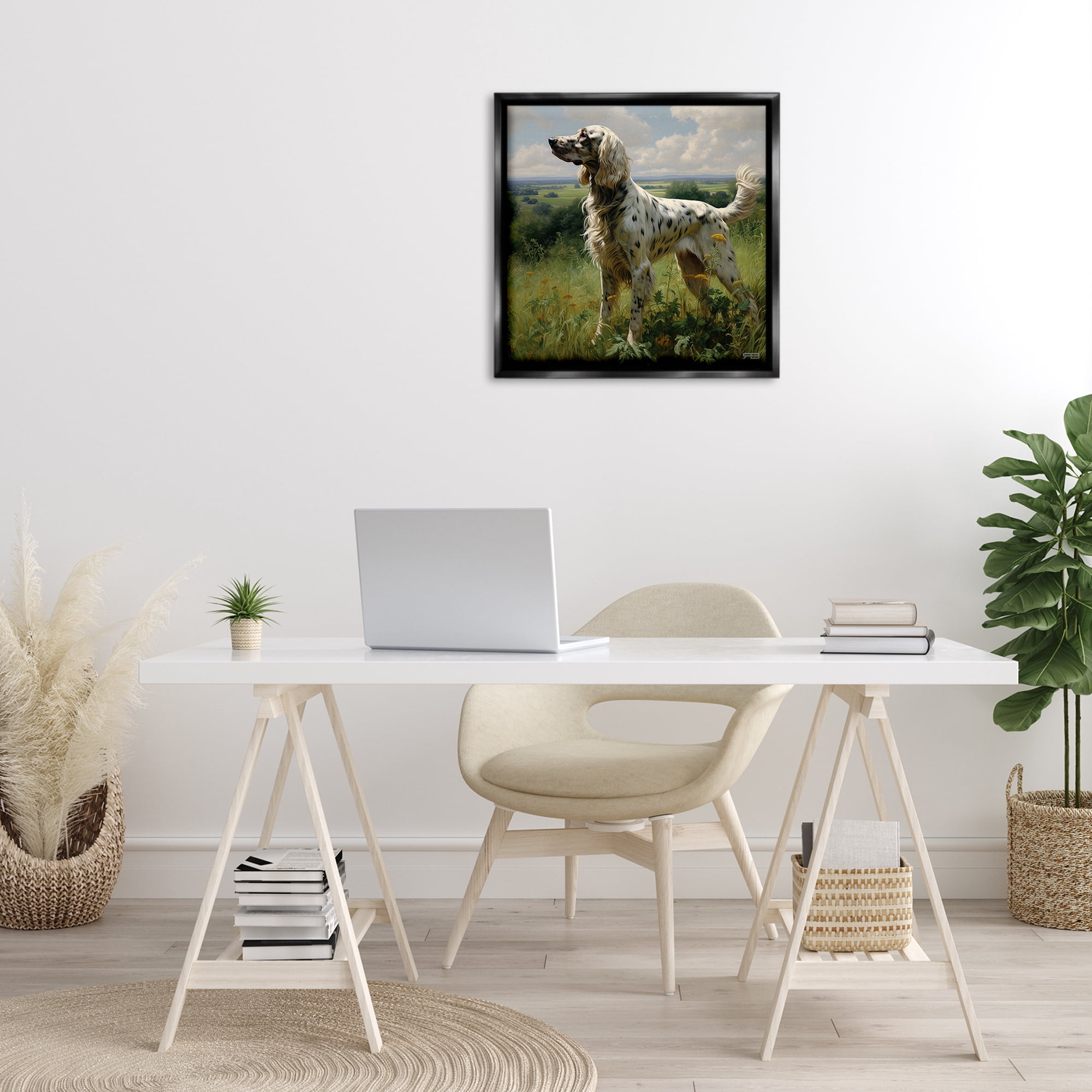 Stupell Industries Dalmatian Dog in Countryside Animals & Insects Painting Black Floater Framed Canvas Art Print Wall Art, 25 x 25