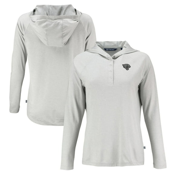 Women's Cutter & Buck Gray Jacksonville Jaguars Coastline Epic Comfort Eco Recycled Long Sleeve Hoodie T-Shirt