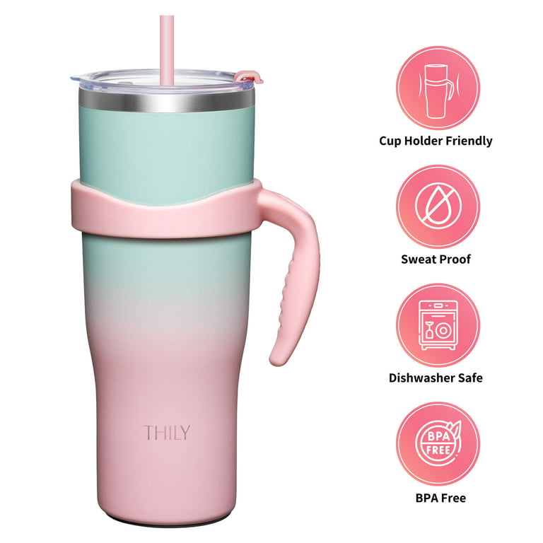 40 oz Tumbler with Handle and Straw, Stainless Steel Insulated Tumbler with  Leak Proof Lid and