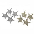 thumbnail image 1 of Decoraciones para árboles de Navidad: adornos colgantes de estrellas, adornos festivos de estrellas con brillo dorado, 3,7 pulgadas (2 juegos, dorado + plateado), 1 of 5
