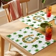 thumbnail image 4 of Saint Patrick's Day Placemats Set of 6 Horseshoe Green Botanical Clovers Leaf Place Mats Indoor Wipeable Table Mats Washable Dining Table Placemats for Kitchen Holiday Party Home Decor 13x19 Inch, 4 of 9