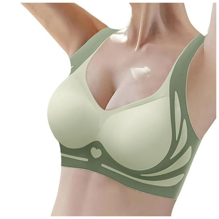 HYSYSB Bralettes for Women balconette Bras for Women strappy Sports Bra seamless Bras for Women bras No Underwire Scalloped Up Bras Wireless Bralettes Bra bras for Women No Underwire Green XL