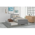 thumbnail image 3 of Kidkapers Gray Twin Size Platform with Trundle and Headboard, Solid Pinewood Bedframe with Wood Slats Support, No Box Spring Needed, 3 of 5