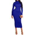thumbnail image 3 of Xuanfei Women Solid Color High Neck Long Sleeve Butt Lift Bodycon Dress, 3 of 5