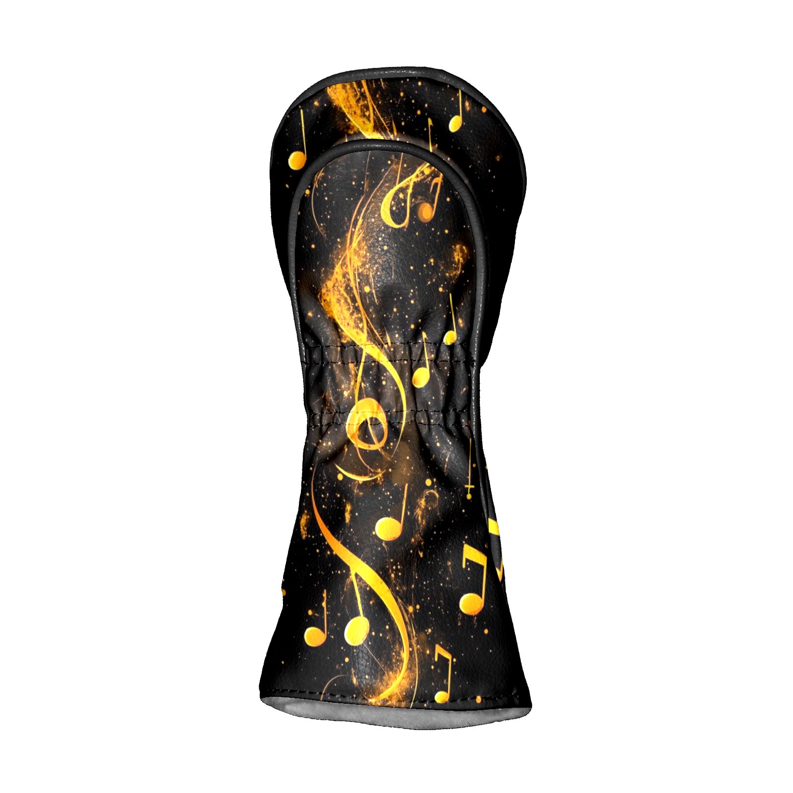 Golf Club Head Covers - Yellow Musical Note Pattern, PU Leather, Waterproof, Fits Fairway Woods/Hybrid, Unisex, Fits Most Brands
