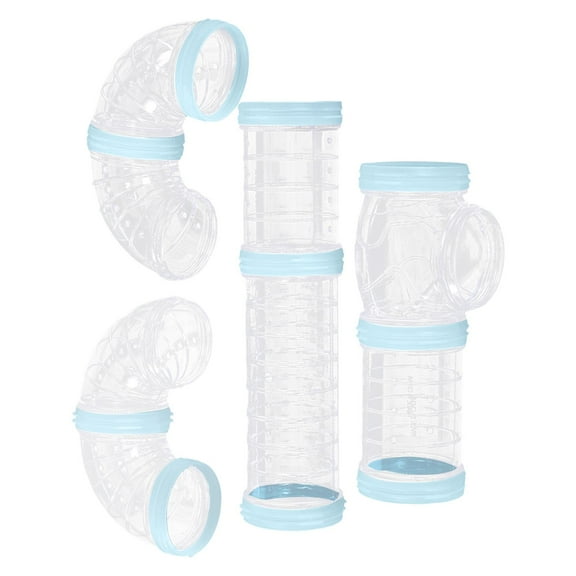 8 Pieces Hamster Tubes Set Connected Tunnels External Pipes for Cage Accessories Blue
