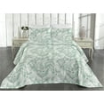 thumbnail image 2 of Ambesonne Tropical Jungle Quilted Bedspread Set 3 Pcs, Dreamy Floral Aura, King, Almond Green Sea Green, 2 of 4