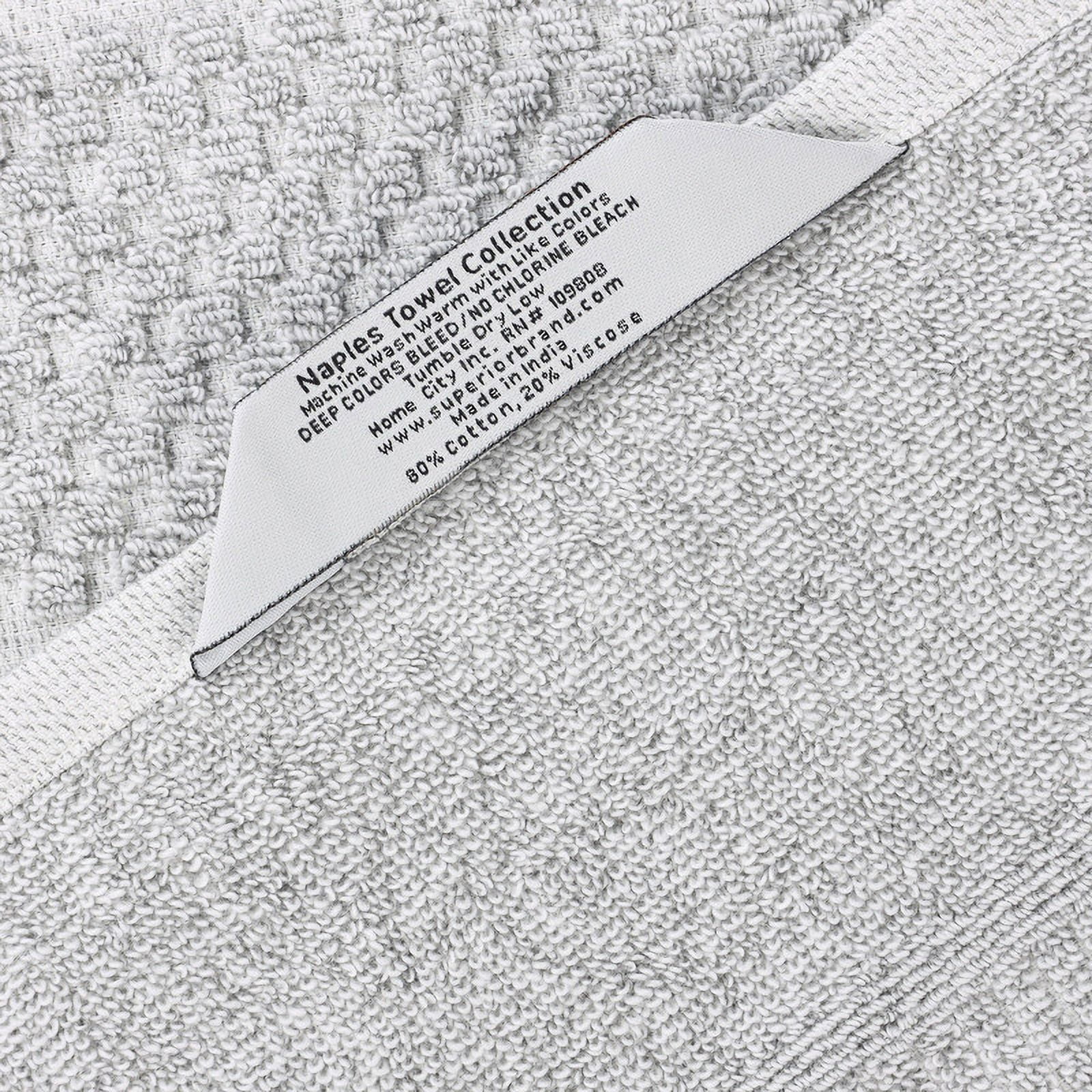 Superior Naples Viscose Cotton Blend Medium Weight Face Towels Washcloths, Set of 12, Platinum