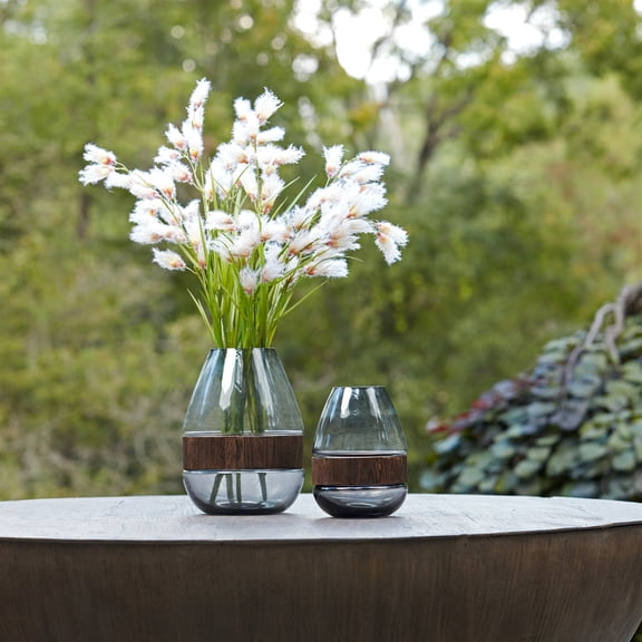 Melrose Glass Stoneware Bud Vase - 7.5" - Clear and Brown