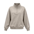 thumbnail image 4 of Hurxie Womens Quarter Zip Pullover Casual Shirts Half Zip Sweatshirts 1/4 Zip Pullover Women Pullover Sweatshirts Beige,L, 4 of 7